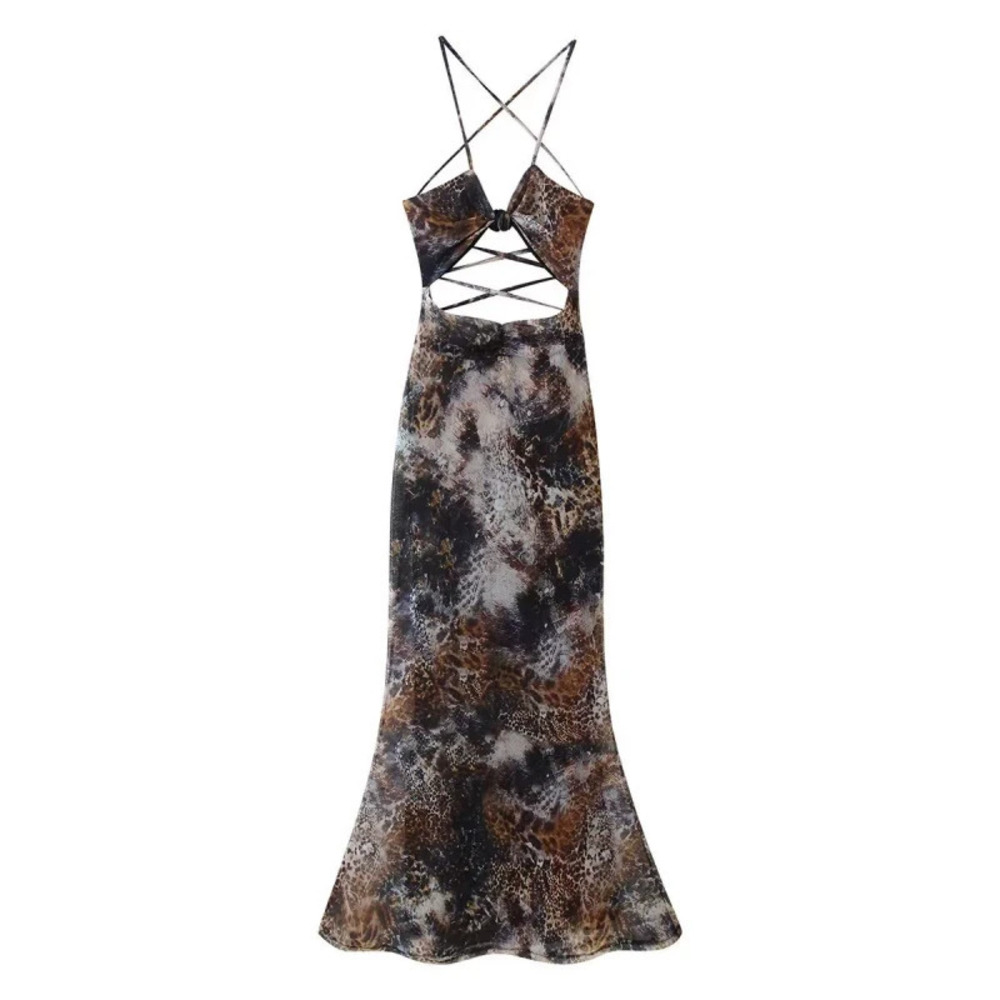 ZARA Fashionable Halter Neck Backless Slim Fit Dress